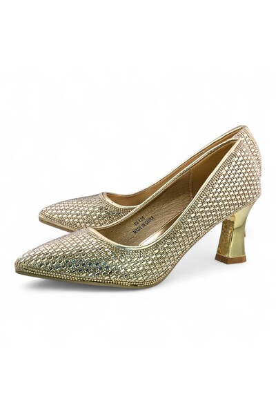 Sunrise Rhinestone Pointed Toe Mid Heel Pump