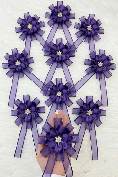 ZEYMERADE زينة عربة الزفاف البنفسجية مع بروش، هدية للعروس والعريس، زينة لعربة...