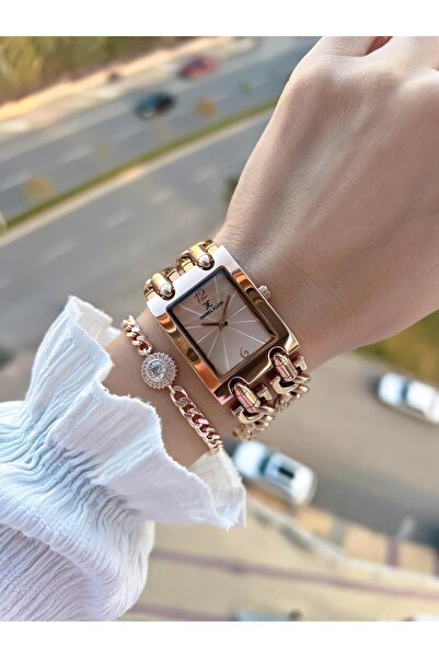 Daniel Klein 30 Mt Water Resistant Women's Wristwatch+Bracelet with Steel Chain Design Strap B.10036.S6