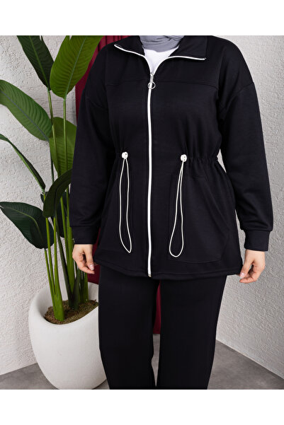 Sfg Life Moda Women's Knitted Clothing Elastic Waist Pocket Detailed Tunic-Pants Two-Piece Top-Bottom Set