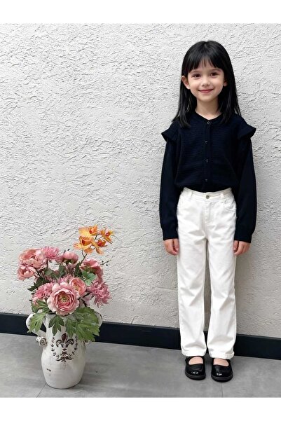 Gocoland Buttoned Cardigan with Small Ruffle Detail on the Shoulder