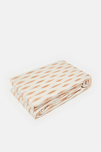 REDTAG Beige Geometric Printed Fitted Sheet (Double Size)