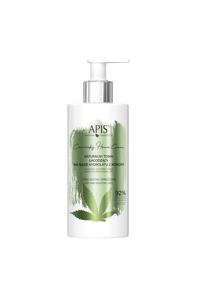 Apis Natural Cosmetics Lotiune tonica calmanta Cannabis Care cu extract de canepa pentru ten uscat si sensibil, 300 ml