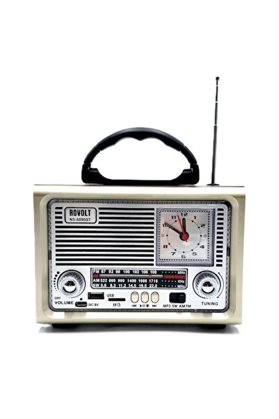 Rovolt Radio NS-8890BT – Design vintage, iluminare LED, Bluetooth, card USB/T...