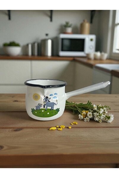 Emailul Medias Domed enameled kettle, 10 cm, gray donkey pattern – for coffee and tea