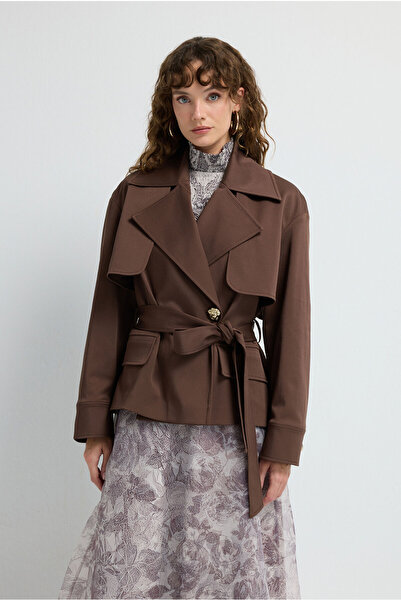 adL Düğmeli Kısa Trençkot