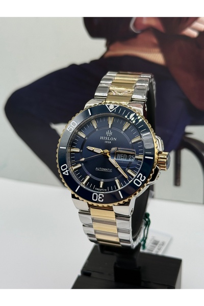 Hislon Yellow Navy Blue Steel Sports Automatic Men's Watch 10 Atm Waterproof 3 Years Warranty