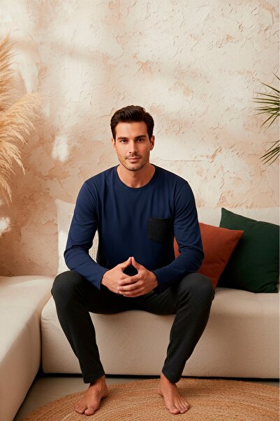 LİLA İÇ GİYİM Men's Interlock Winter Pajama Set