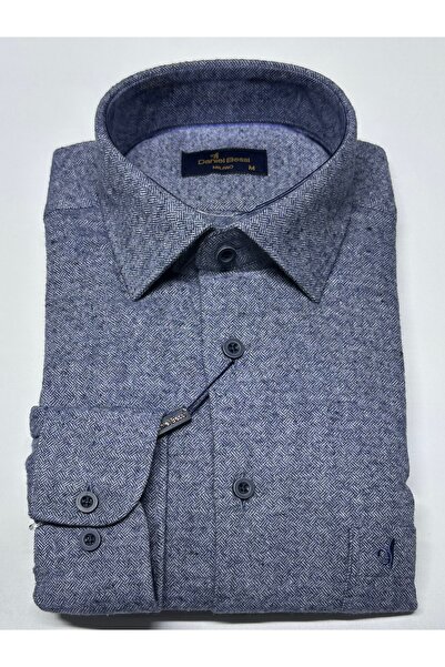 Daniel Bessi Κλασικό ανδρικό πουκάμισο με μακρυμάνικο κανονικό τύπο με μικροσκοπικό σχέδιο με τσέπες GML-500