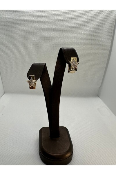 staınless steel 14K KARARMAZ YILDIZ-KARE KÜPE