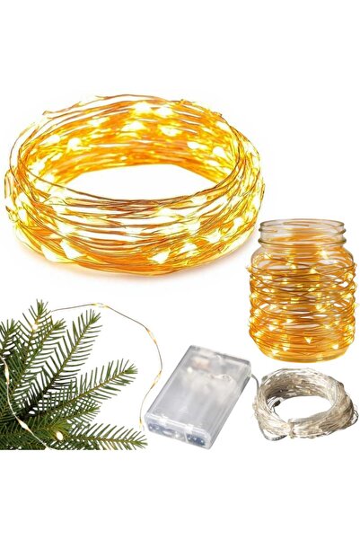 Goliat LAMPKI LED DRUCIK 10 METRÓW 100 LED NA BATERIE MIKRO ŚWIATEŁKA BIAŁE CIEPŁE