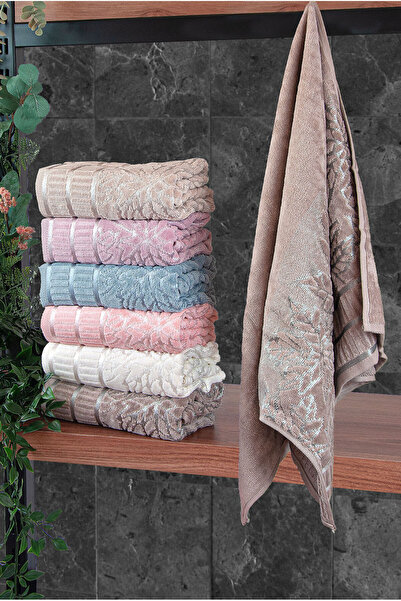 ihvan online طقم مناشف يد ووجه من القطن المخملي من سينار جاكار مكون من 6 قطع ...