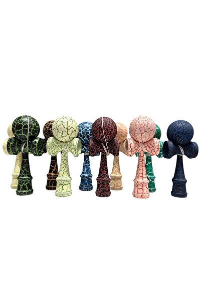 LUISA FIORE Kendama din Lemn, Model Colorat cu Efect Crăpat, 18.5 cm, Joc de ...