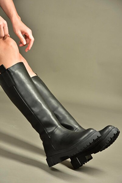 Fox Shoes V973555509 Black Leather Flat Sole Women's Riding Boots