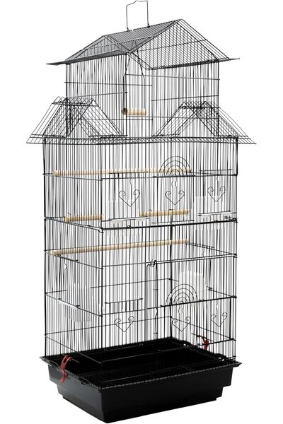 Egardenkart قفص الطيور من Priority Culture قوي وناعم مصنوع من مادة الحديد (أسود)