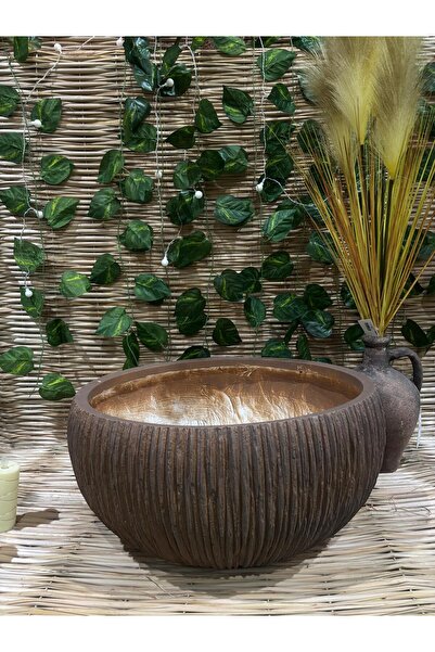 Ekodoğa 25 Cm Çizgili Hafif Beton Aranjman Saksı