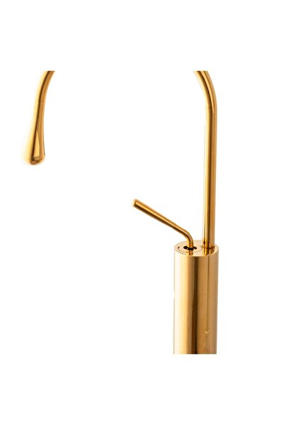 Trendy's Countertop mounted washbasin mixer, next to the washbasin, gold
