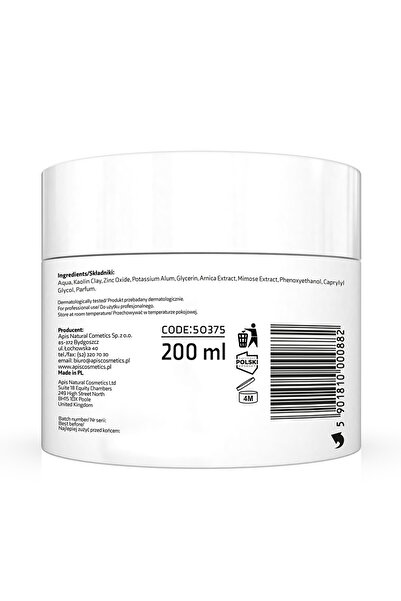 Apis Natural Cosmetics Astringent mask with white clay and Zinc to reduce enlarged pores, 200 ml