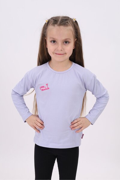 Toontoy تي شيرت بناتي مطبوع بأكمام طويلة وياقة دائرية