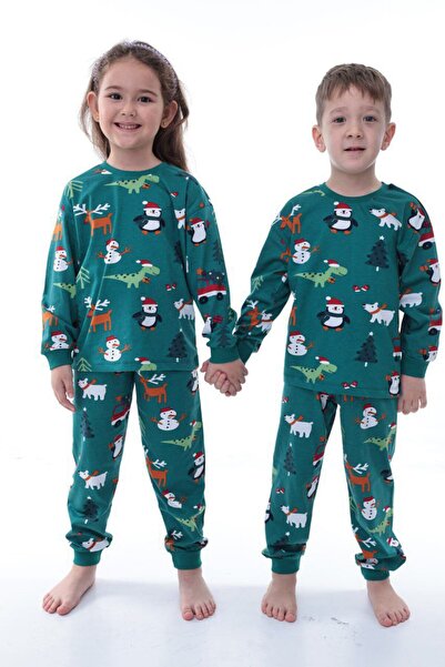 YEDKİDS New Year Themed 100% Cotton Children's Pajama Set