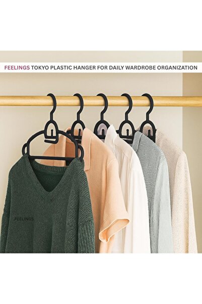 Feelings Plastic Hanger – 18 PCs Set, Non-Slip Clothes Hangers with Notches for Wardrobe, Closet S