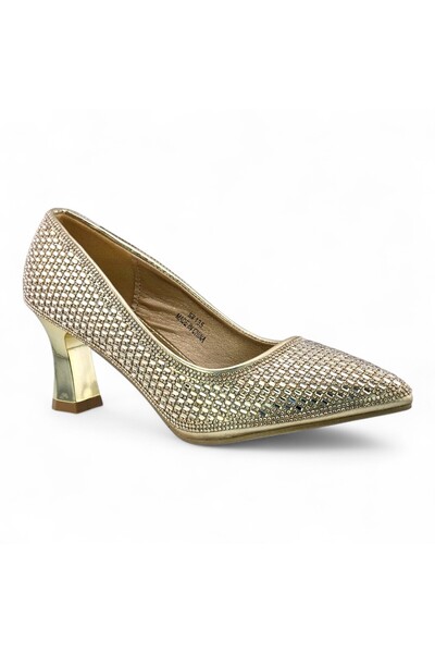 Sunrise Rhinestone Pointed Toe Mid Heel Pump