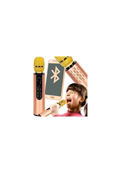 Three top online Wireless karaoke microphone for children Bluetooth speaker 2000mAh SD card USB high quality gold