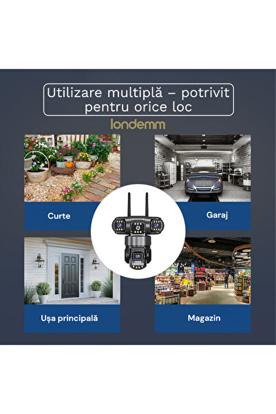 LONDEMM LONDEMM Triple SIM 4G Video Surveillance Camera, 6MP Full HD, PTZ 355°, Phone Control V380Pro