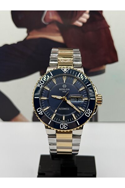 Hislon Yellow Navy Blue Steel Sports Automatic Men's Watch 10 Atm Waterproof 3 Years Warranty