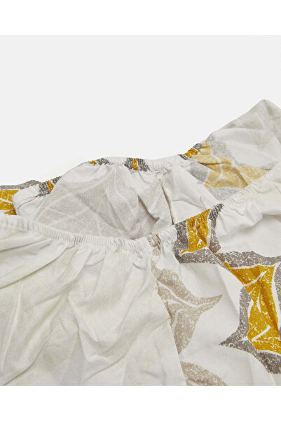 REDTAG Grey And Mustard Geometric Printed Fitted Sheet (Double Size)