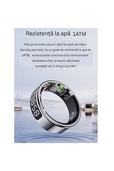 VeReTech Smart Ring, Advanced Monitoring, Water Resistant, Android/iOS, Wireless Charger, Size 12, Black