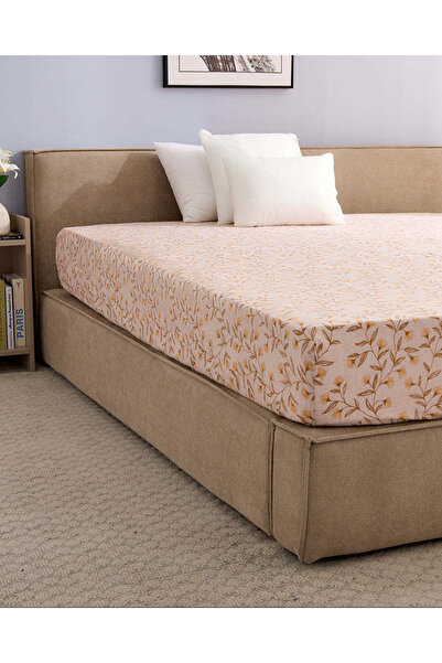 REDTAG Beige Printed Fitted Sheet (Double Size)