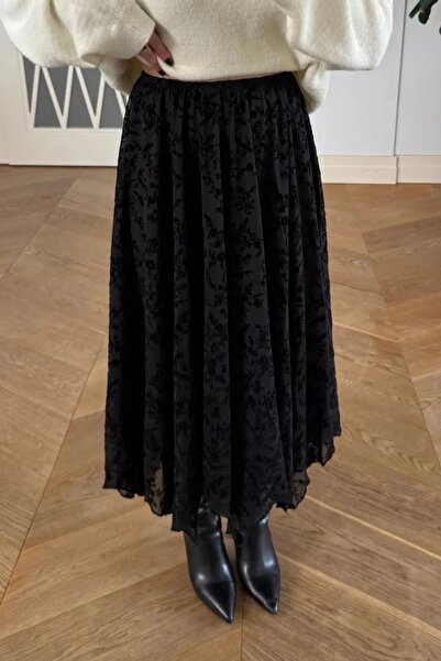 Lavanta Tekstil Floral Patterned Asymmetrical Midi Skirt