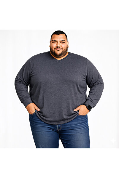 sngl Men's Plus Size Oversize Long Sleeve V Neck T-Shirt 3XL 4XL 5XL 6XL 7XL 8XL 9XL