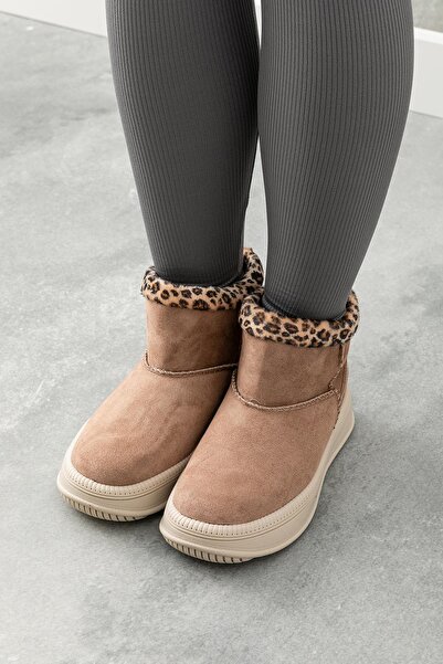 Golder Γυναικείες χειμερινές μπότες με αντιολισθητική σόλα από μάλλινη επένδυση από βιζόν λεοπάρ