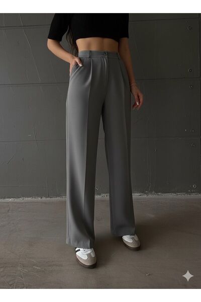 HA-KA GİYİM Women's Palazzo Pleated High Waist Imported Fabric Doubleface High-Quality Product Does Not Shrink or Fade