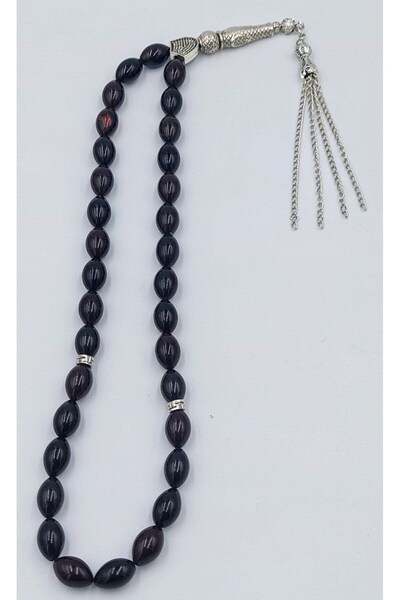 İbrahim Altıntaş Blue&Black Alpaca Tassel Arpa Cut Fire Amber Rosary (with Wo...