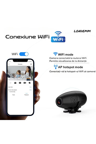 LONDEMM Mini Camera Video De Supraveghere Smart LONDEMM, Full HD 1080P, WiFi Wireless