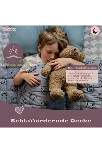 NO BRAND Pătură ponderată BLENKZ pentru copii, 5 kg, 140 x 200 cm (albastru cu față de tigru)