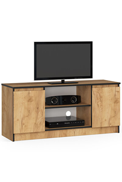 SERSIMO Dulap TV cu 2 uși și un raft, PAL laminat 16 mm, 120x40x55 cm, stejar...