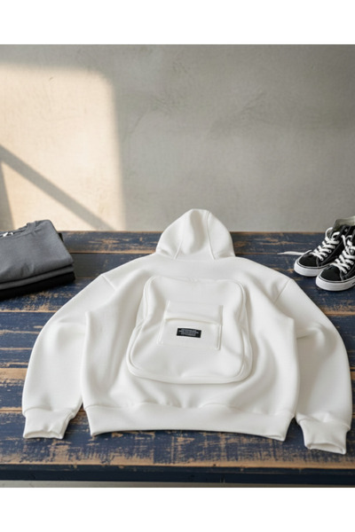 Touz Moda Bag Detail Streetwear Hooded Cardigan