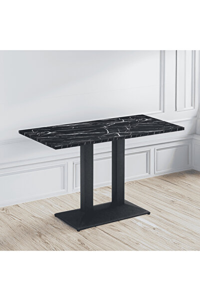 DacEnergy Bistro dining table, black marble/black, 120x60 cm, RINALDO TYP 2