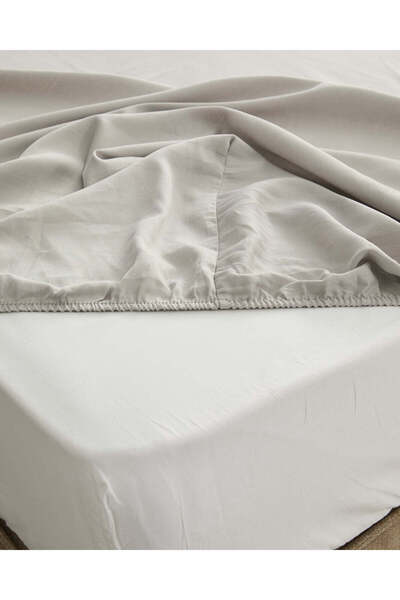 REDTAG Grey Cotton Fitted Sheet (Double Size)