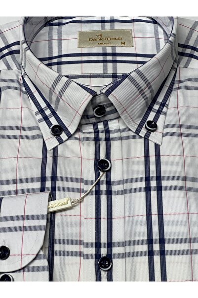Daniel Bessi Ανδρικό πουκάμισο με μακριά μανίκια κανονική εφαρμογή με τσέπες καρό 100% βαμβάκι Classic ανδρικό πουκάμισο GML-584