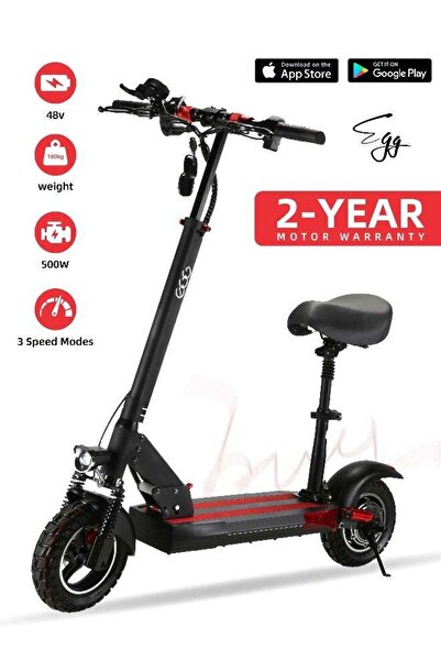 EGG Electric Scooter for Adults | Foldable with Seat | Front & Rear Lights | 180KG Capacity