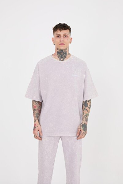 Machinist Men's Washing Luxury Oversized T-Shirt Pearl White-Gray Effect