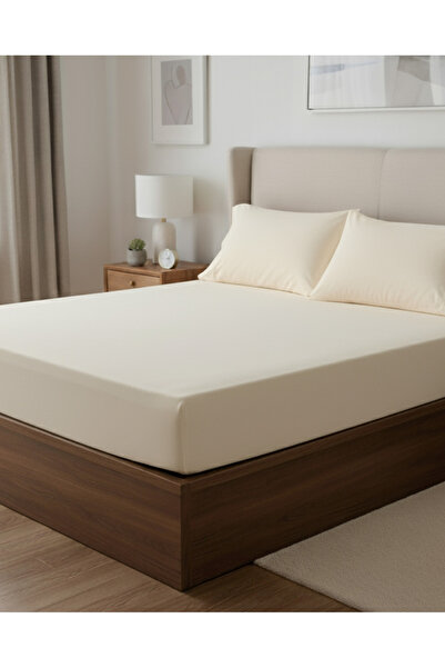 REDTAG Ivory Cotton Fitted Sheet (Double Size)