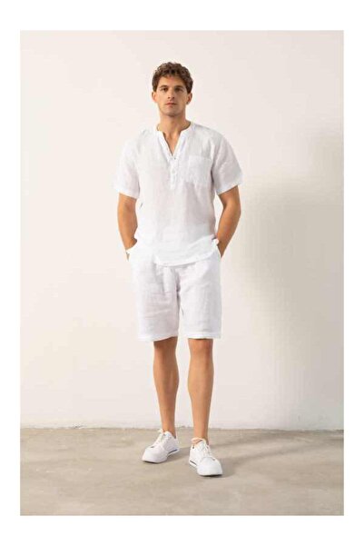 İpekçi Otantik Keten V Yaka Erkek Tişört