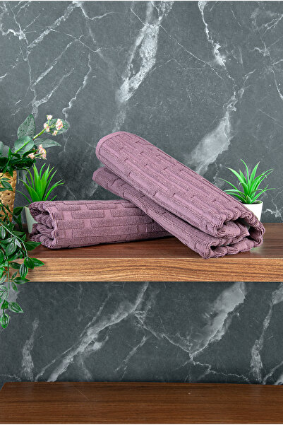 ihvan online 2-комплект рушників для ніг з цегляним візерунком - 50x70 см - Набір водопоглинаючих килимків для ванної кімнати - Бордовий