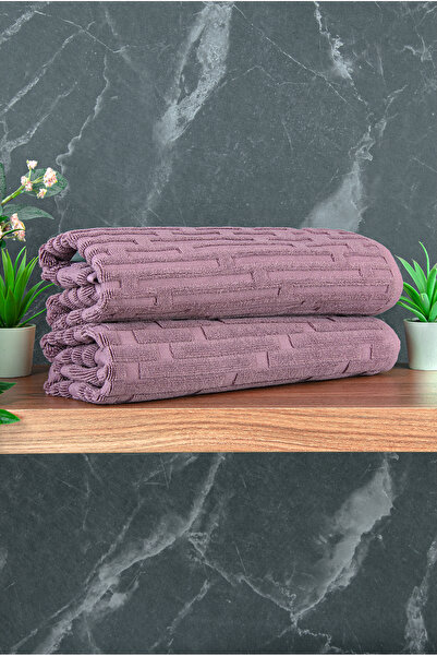 ihvan online 2-комплект рушників для ніг з цегляним візерунком - 50x70 см - Набір водопоглинаючих килимків для ванної кімнати - Бордовий